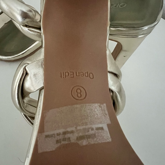 Worn Once! Open Edit Remy Twisted Gold Sandal Heels Size 8 - Picture 6 of 8